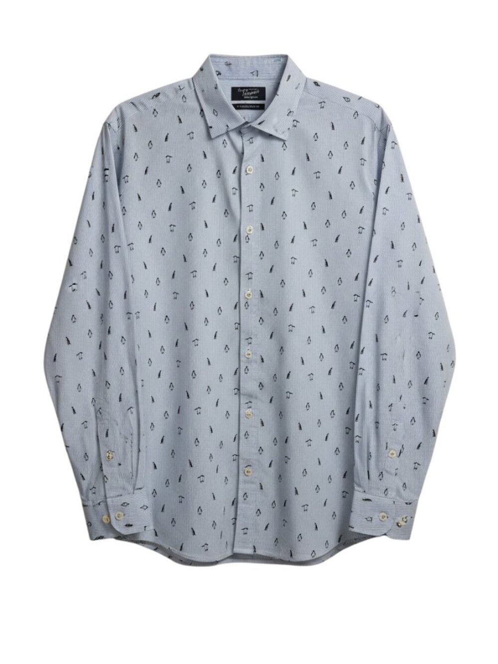 Penguin By Munsingwear Heritage Slim Fit Dress Shirt Pinstripe Blue 15 32 33